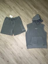 Load image into Gallery viewer, Debonair Et Cetera Sleeveless Garment Dye Interlock Hooded Short Set(SAGE)