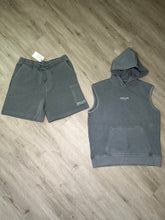 Load image into Gallery viewer, Debonair Et Cetera Sleeveless Garment Dye Interlock Hooded Short Set(SAGE)
